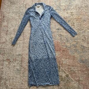 Baum blue leopard Patterned Long Sleeve Dress